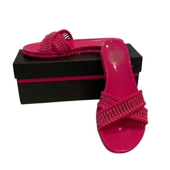 Vince Camuto Women's Erinda Cross Band Jelly Slide Electric Rose Size 7M NIB - Picture 1 of 8